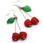 Handcrafted Spooky Skull Cherry Earrings - Image 9