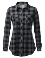 Versatile Plaid Shirt with Roll-Up Sleeves for Women - Image 2