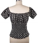Timeless Classic: Women's 1950s Vintage-Inspired Off Shoulder Blouse - Image 2