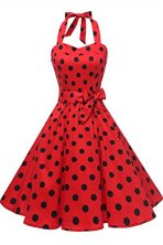 Classic Polka Dot Halter Swing Dress