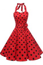 Classic Polka Dot Halter Swing Dress