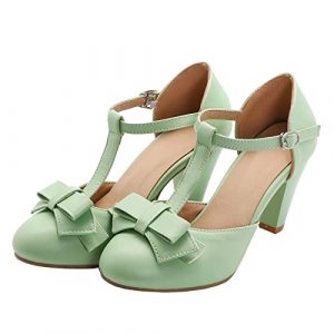 Retro Rockabilly Chunky Heel T-Strap Pumps