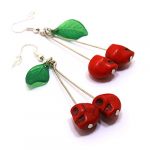 Handcrafted Spooky Skull Cherry Earrings - Image 5