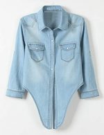 Chic Denim Crop Top with Tie-Knot Detail - Image 2