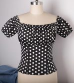 Timeless Classic: Women's 1950s Vintage-Inspired Off Shoulder Blouse - Image 3