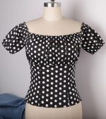 Timeless Classic: Women's 1950s Vintage-Inspired Off Shoulder Blouse - Image 3
