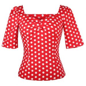 Vintage Charm Women's 1950s-Inspired Top with Sweetheart Neckline