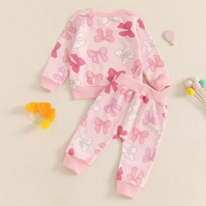 Adorable Toddler Girl's Fall Outfit with Long Sleeve Print Sweatshirt and Pants Set - Image 5