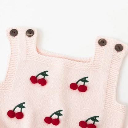Charming Knitted Romper with Pompoms for Baby Girls - Image 3