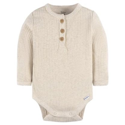 Unisex Baby 2-Pack Bodysuits with Henley-Style Buttons - Image 2