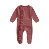 Waffle Ruffle Footie Light Red