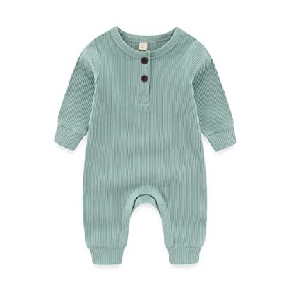 Cozy Ribbed Buttoned Rompers for Newborns with Mitten Cuffs - 3 Pack - Image 3