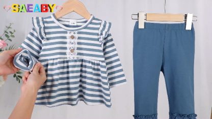Charming Toddler Girl's Winter Ensemble with Ruffled Shirt and Pants - Image 7