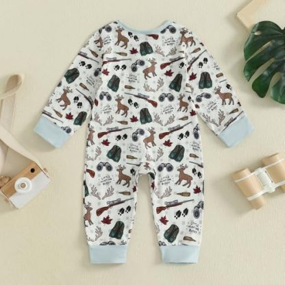 Adorable Baby Boy's Hunting-Themed Onesie with Duck and Deer Prints - Image 5