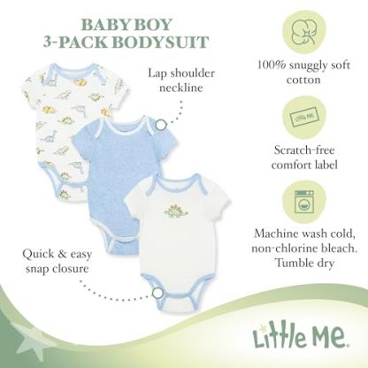 Cozy Cotton Trio of Baby Bodysuits in Adorable Designs - Image 3