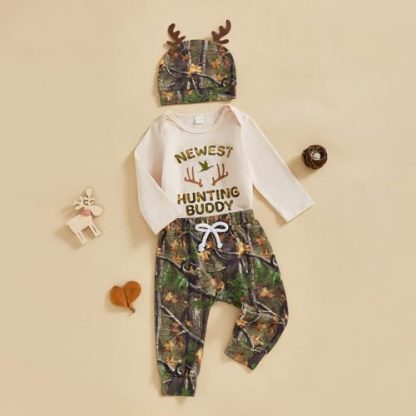 Cozy Newborn Boy's Hunting-Themed Outfit Set - Image 7