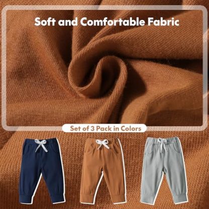 Trio of Soft Cotton Jogger Pants for Toddlers - Image 5
