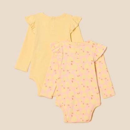 Adorable Long-Sleeved Ruffle Bodysuits for Baby Girls, Pack of 2 - Image 2