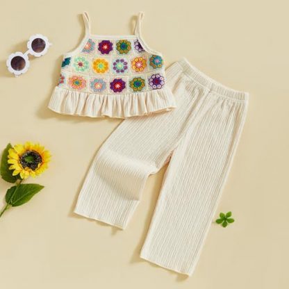 Petite Princess Crocheted Camisole & Elastic Pants Set for Toddlers - Image 2