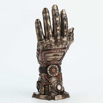 Intricate 10-Inch Steampunk Gauntlet Sculpture with Bronze Finish - Image 4