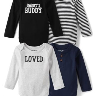 Cozy Cotton Long-Sleeve Baby Bodysuits, Pack of Four