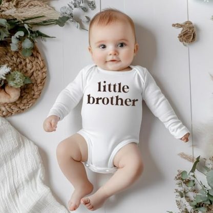 Adorable Little Brother Long-Sleeve Baby Bodysuit - Image 3