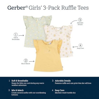 Girls' Nature-Inspired Short Sleeve T-Shirts, Pack of 3, Size 4T - Image 6
