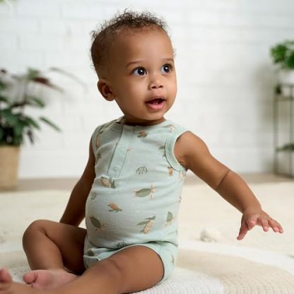 Baby Boys' Tropical Sea Turtles Sleeveless Onesies Multi-Pack - Image 2