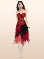 Captivating Black Corset Top with Steampunk Charm - Image 5