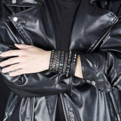 Retro Punk & Gothic Leather Cuff Bracelets Set for Men and Women - Image 6