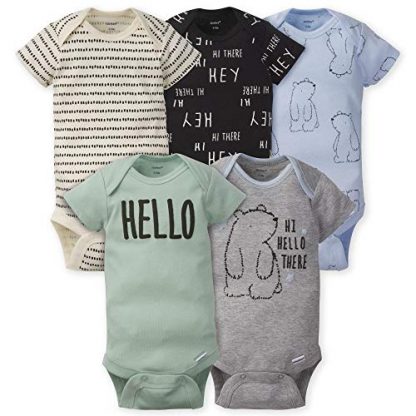 Colorful 5-Pack Short Sleeve Baby Onesies Set