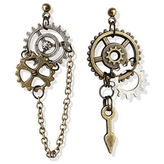 Handcrafted Vintage Airplane and Gear Dangle Earrings