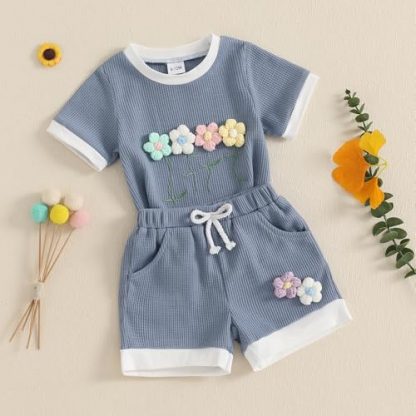 Floral Delight Toddler Girl Summer Outfit Set - Image 3