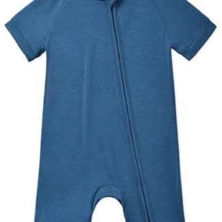 Summer Softness: Bamboo Blend Baby Romper with 2-Way Zipper