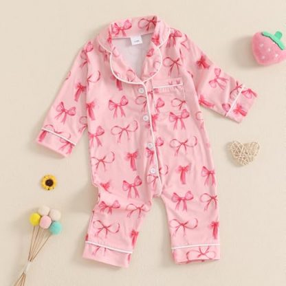 Cozy Button-Up One-Piece Pajama Romper for Baby Girl - Image 6