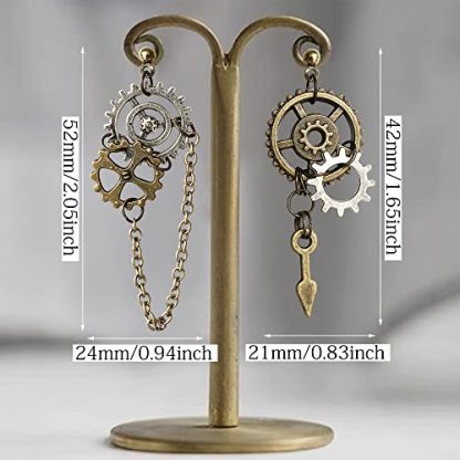 Handcrafted Vintage Airplane and Gear Dangle Earrings - Image 2