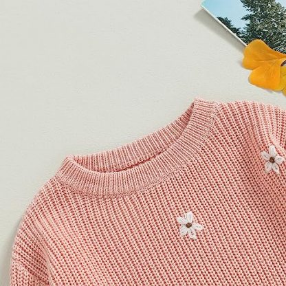Adorable Floral Embroidered Infant Sweater - Image 5