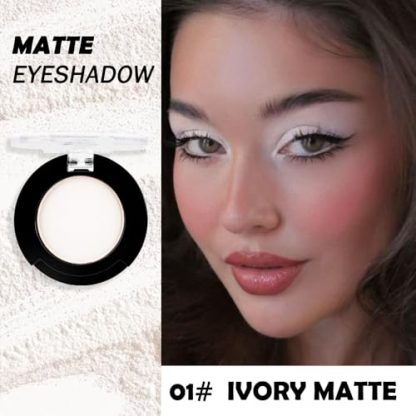 Ivory White Matte Eyeshadow Palette - Single Color, High Pigment, Long-Lasting - Image 2