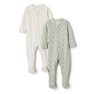 Unisex Baby Cotton Sleep & Play Bodysuits, Pack of 2