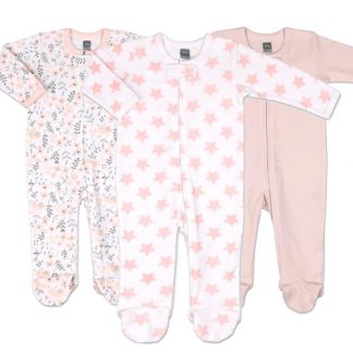"Charming Trio of Flower-Themed Baby Sleepers"