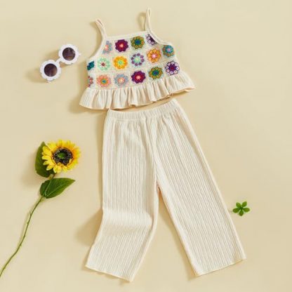 Petite Princess Crocheted Camisole & Elastic Pants Set for Toddlers - Image 3