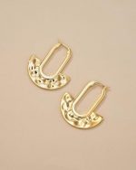 Lightweight Gold Hammered Statement Drop Earrings for Women - Image 5