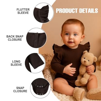 Enchanting Baby Girl Bodysuit Duo: Long Sleeve Ruffle & Flutter Styles - Image 3