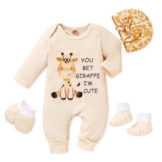 Adorable Newborn Baby Girl 4-Piece Outfit Set with Letter Print