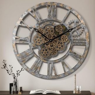 Steampunk-Inspired 23-Inch Moving Gear Wall Clock