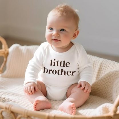 Adorable Little Brother Long-Sleeve Baby Bodysuit - Image 2