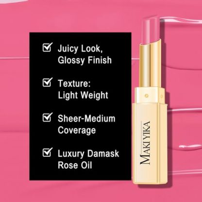 Lustrous Pink Lipstick with Hydrating Lip Balm - Image 4