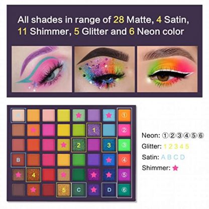 "Exotic Flavors" Neon Eyeshadow Palette - 48 High Pigment Shades - Image 4