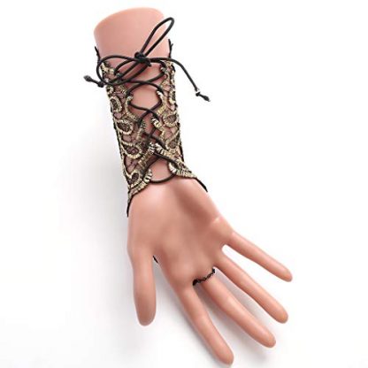 Elegant Gothic Lace Fingerless Gloves with Adjustable Ring - Image 5