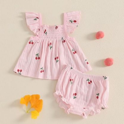 "Summer Sweetness" Baby Girl's Ruffle Dress and Shorts Outfit Set - Image 3